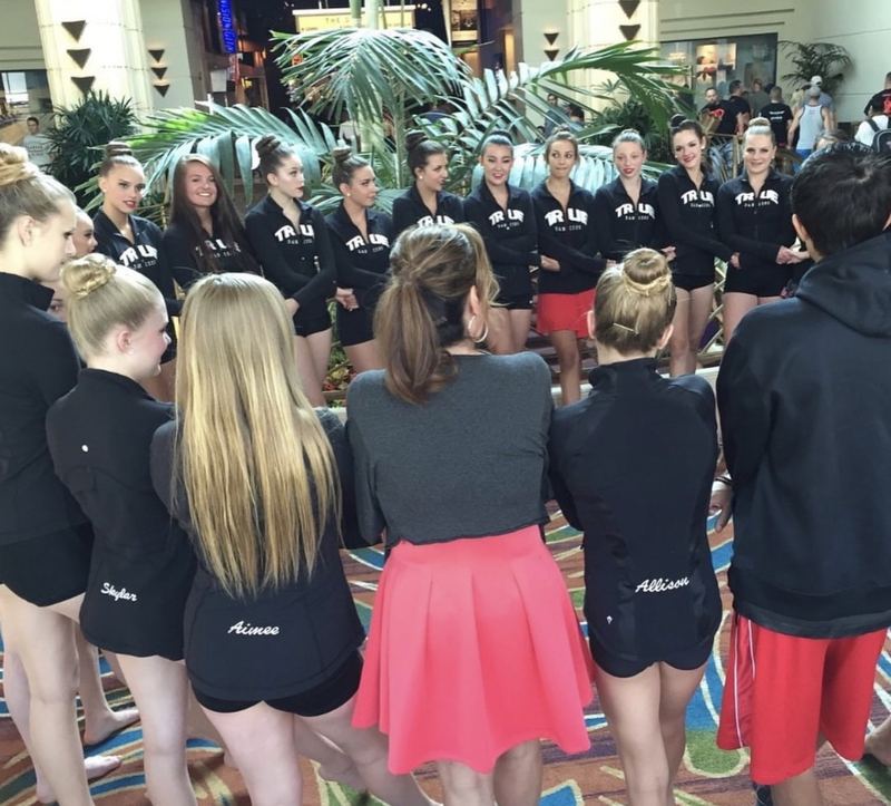 The team gathered before competing
